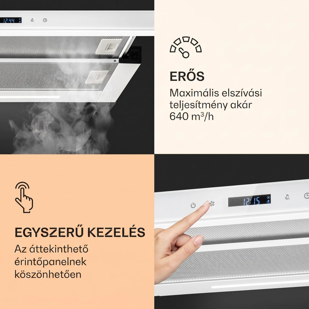 Klarstein Mariana Neo 60, kihúzható páraelszívó, 60 cm, 547 m³/ó, elszívás, LED