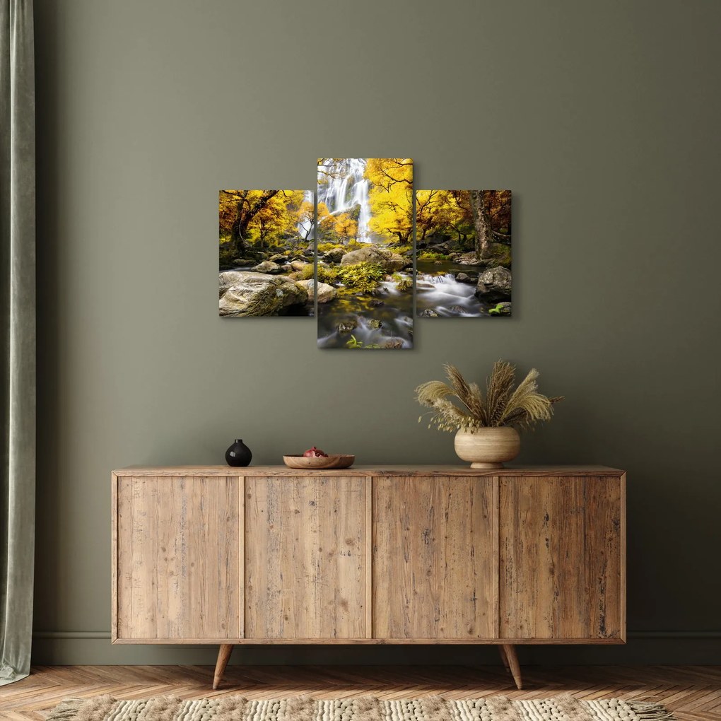 Kép - Vízesések őszi tájban, sárga (90x60 cm)