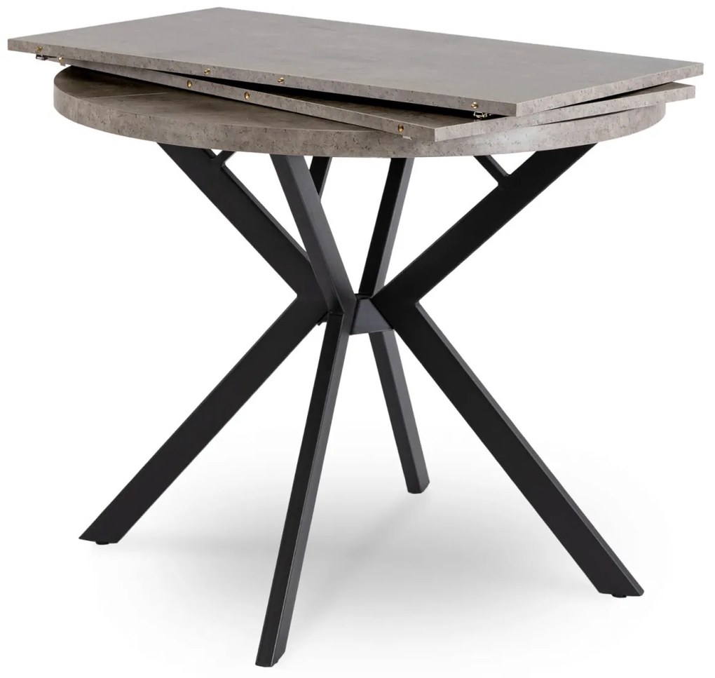 Bővíthető Étkezőasztal Beton/Fekete Színben. LUGO 90-190 cm