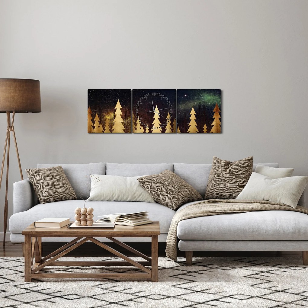 Kép - arany éjszaka (órával) (90x30 cm)