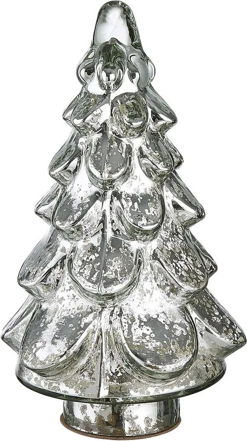 SILVER FOREST üveg fenyőfa ezüst 19cm