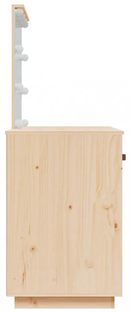 tömör fenyőfa fésülködőasztal LED-del 95 x 50 x 133,5 cm