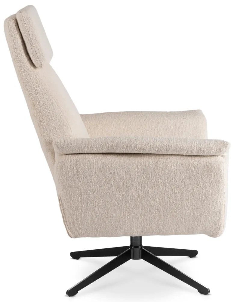 Elegáns Forgó Pihenőfotel Krém Bouclé Szövettel. TERRY