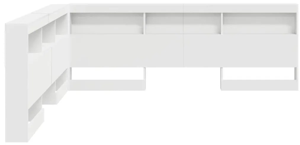 Tároló fejtámla polcokkal fejtámlával Fehér 200 cm Faanyag