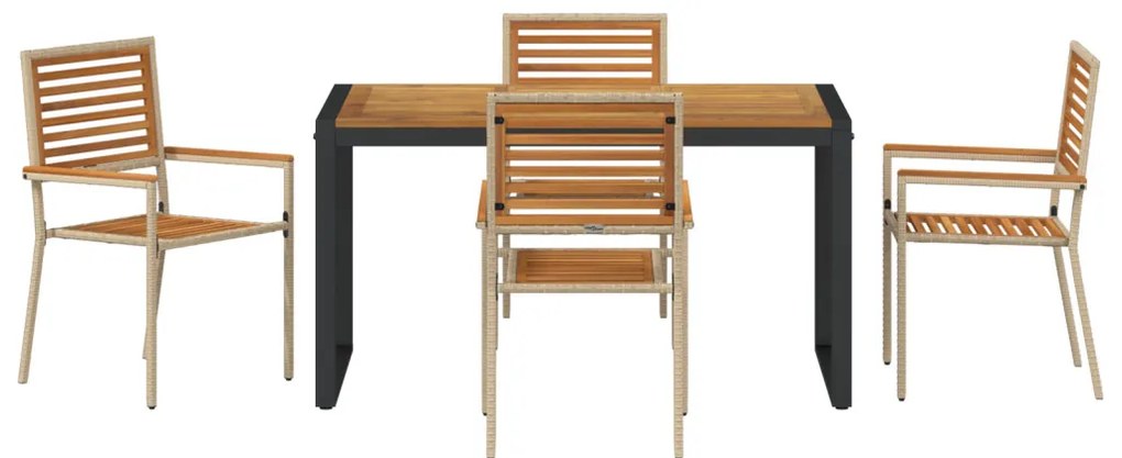 Kert étkező szett 5 pcs Bézs 140 x 80 x 75 cm polirattan