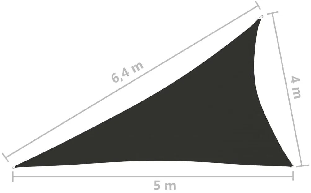antracitszürke háromszögű oxford-szövet napvitorla 4x5x6,4 m