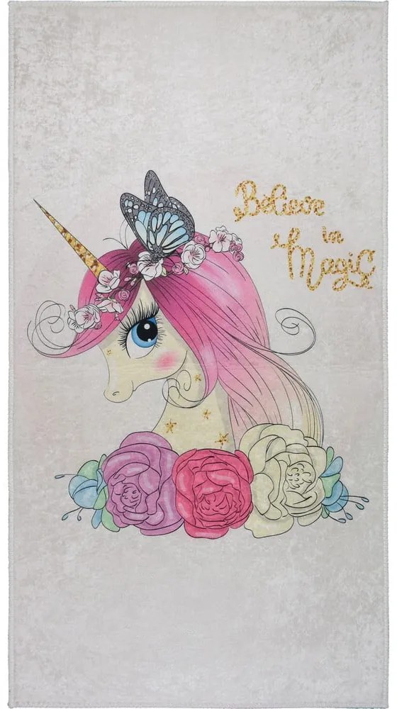 Elefántcsont színű mosható gyerek szőnyeg 120x180 cm Cute Unicorn – Vitaus