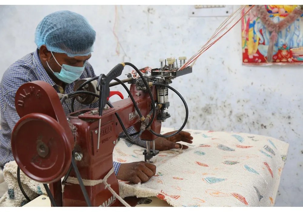 Krémszínű mosható kézi szövésű pamut szőnyeg 140x200 cm Terrazzo Marble – Lorena Canals