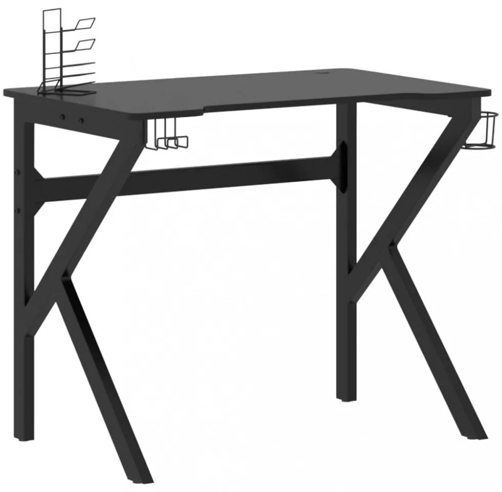 fekete K-lábú gamer asztal 90 x 60 x 75 cm