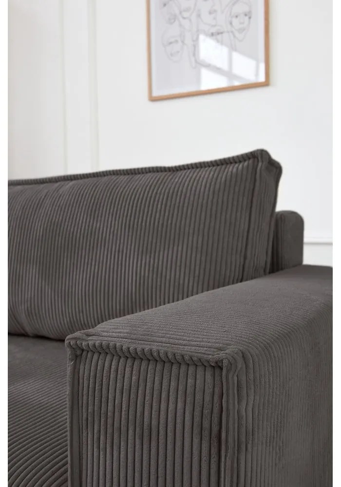 Bowie sötétszürke kordbársony variálható kanapéágy - Bonami Selection