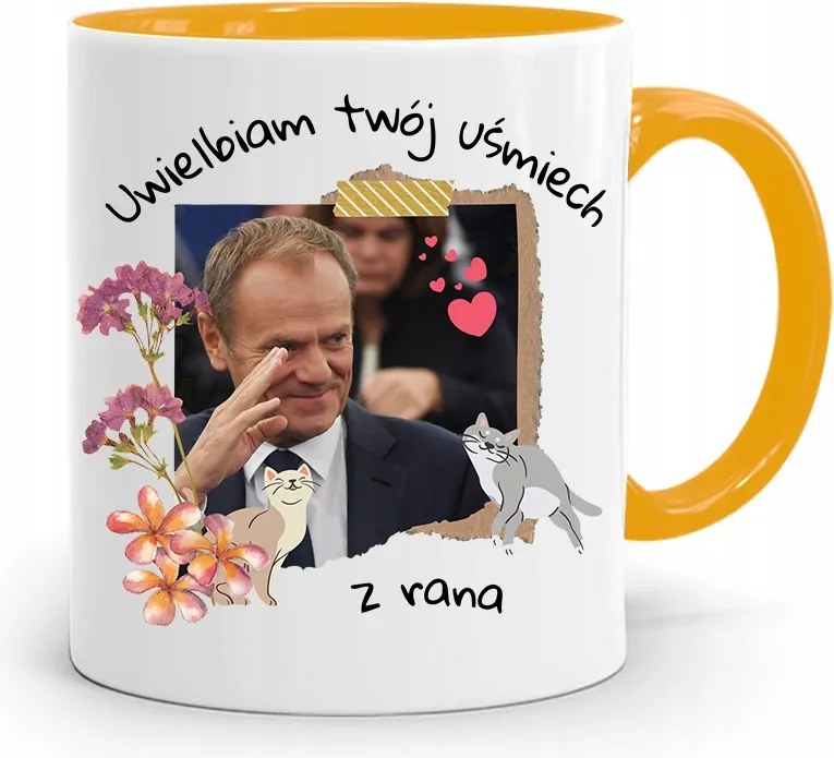 Donald Tusk Sárga Bögre Platform Ajándék fényképes nyomtatással