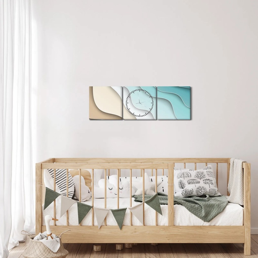 Absztrakt kép a tenger partján (órával) (90x30 cm)