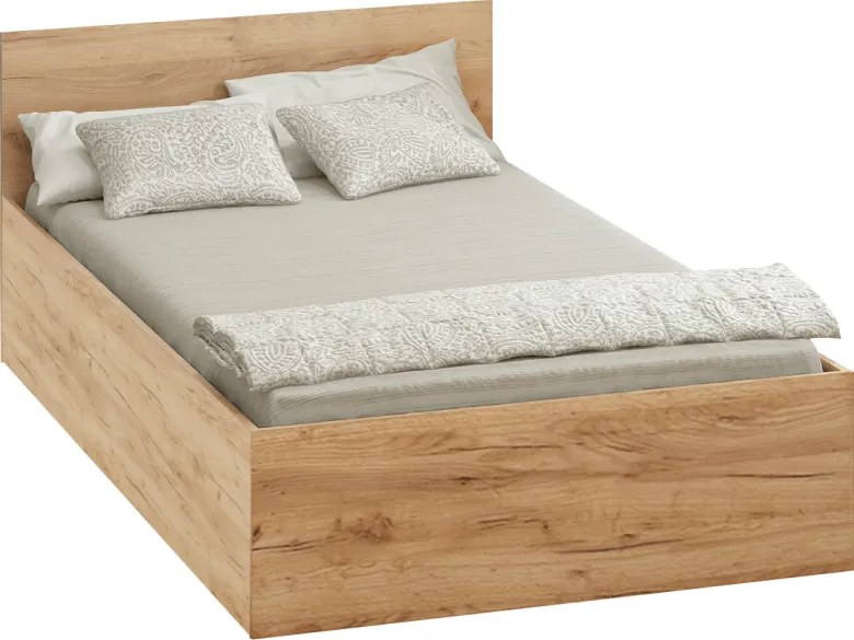 Ágy fém ráccsal és tárolóhellyel, 120x200, tölgy craft arany, DOLI
