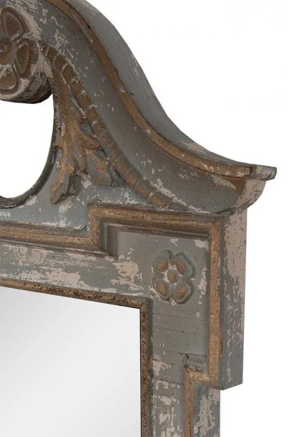 Erősen antikolt zöld vintage fali tükör 65x145 cm