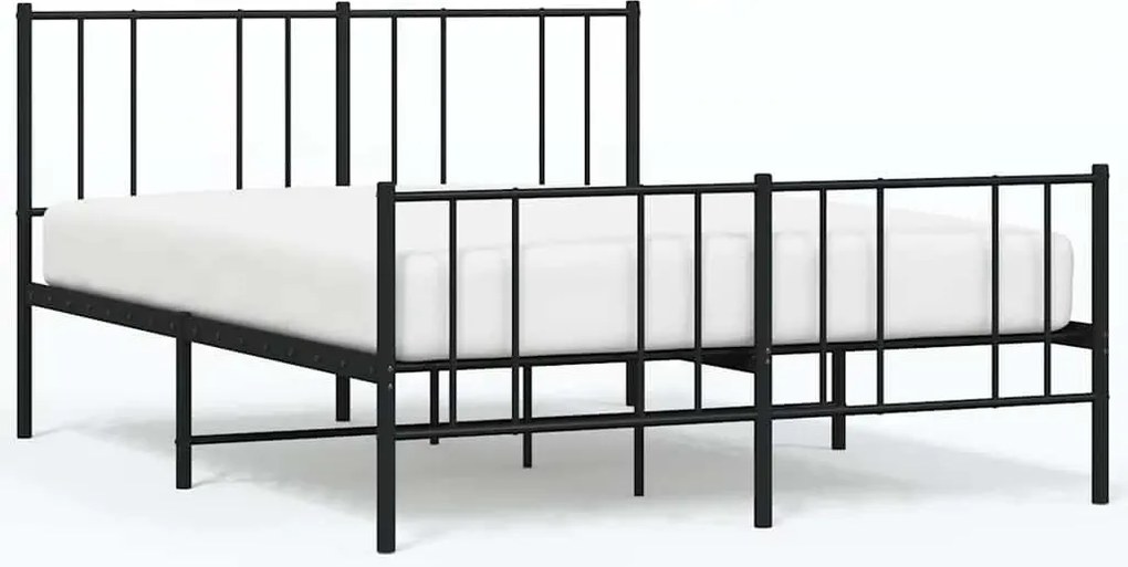 vidaXL fekete fém ágykeret fej- és lábtámlával 140 x 190 cm