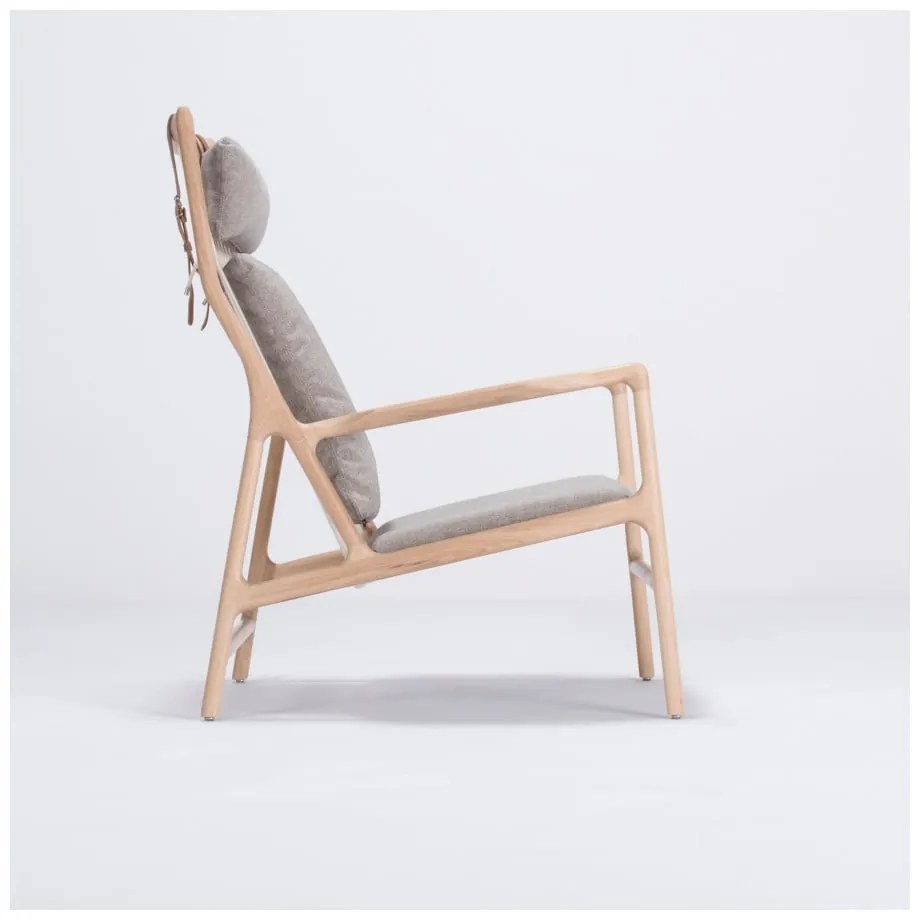 Dedo tölgyfa fotel szürke szövet ülőrésszel - Gazzda
