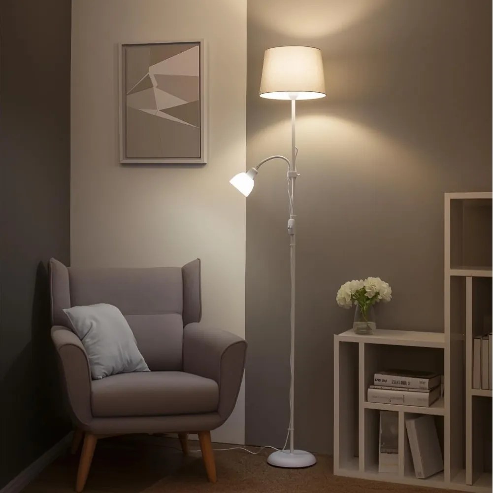 Brilagi - CERIA állólámpa 1xE27/100W/230V + 1xE14/25W fehér/szürke