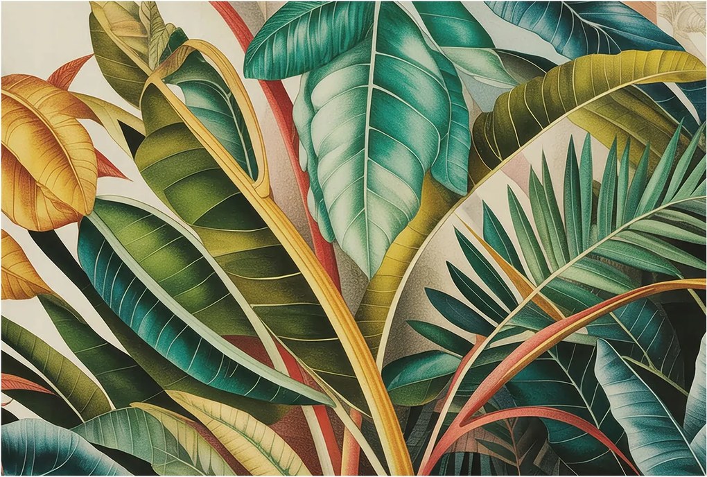 Fotótapéta Flizelin az Otthon szobájába 3D Egzotikus levelek 104x70 Ragasztó