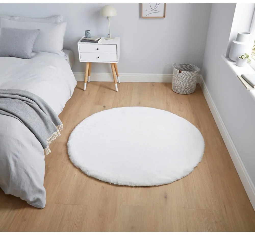 Teddy fehér szőnyeg, ⌀ 120 cm - Think Rugs