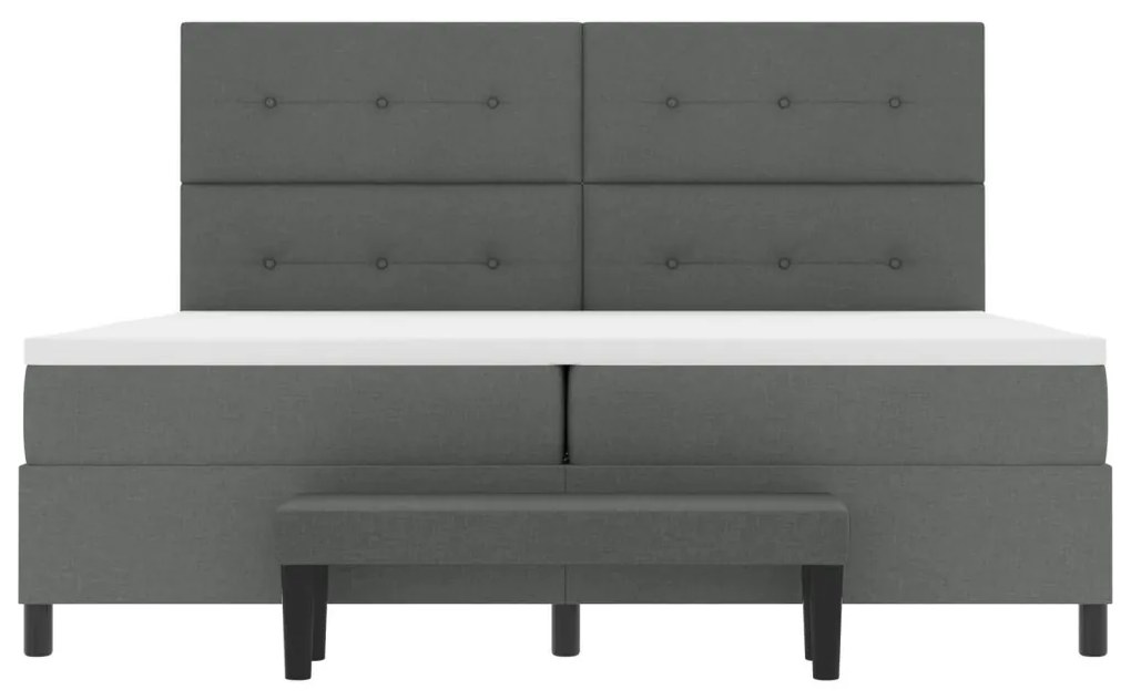Box Spring Ágy Matraccal és Pad Dark Grey 200x200 cm Szövet