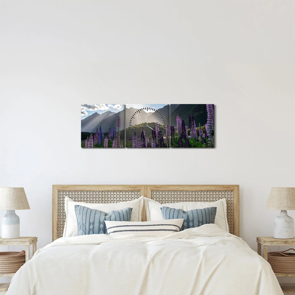 Kép - Csillagfürt táj (órával) (90x30 cm)