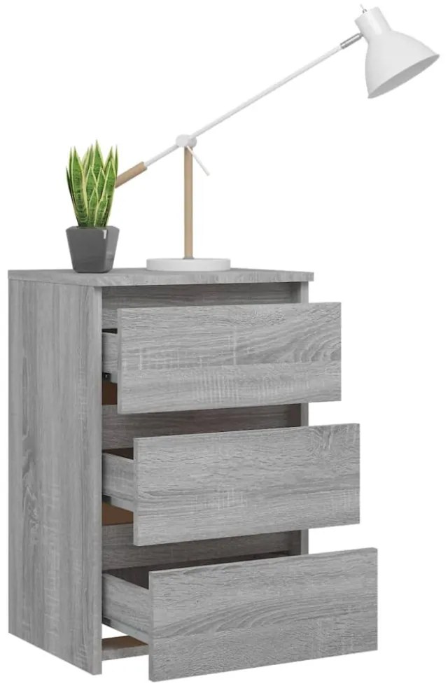 2 db szürke sonoma szerelt fa éjjeliszekrény 40x35x62,5 cm