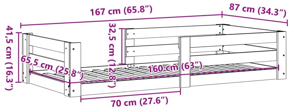 viaszbarna tömör fenyőfa ágy matrac nélkül 80x160 cm