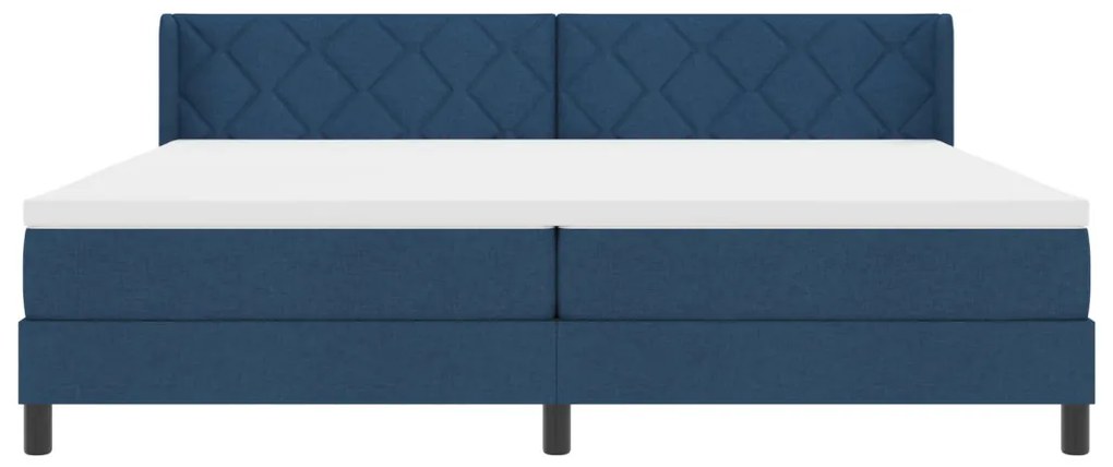 Boxspring ágy matraccal, kék színben, 200cm x 200cm, szövet.