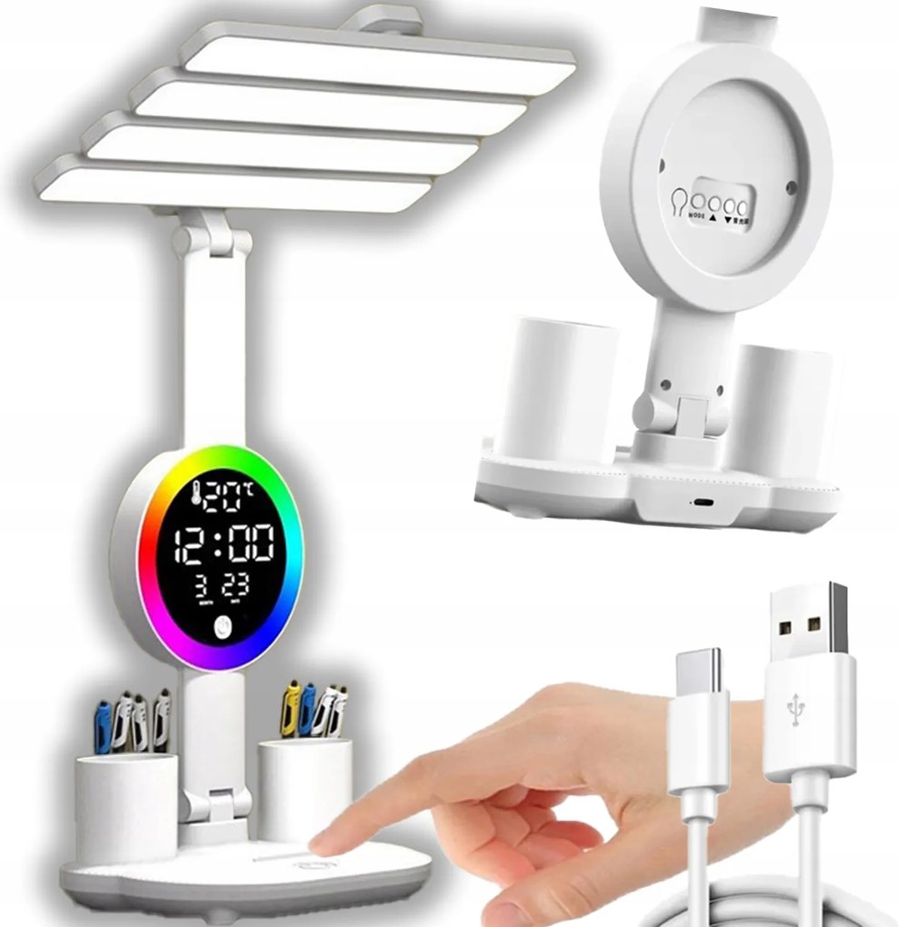 Asztali Lámpa 3 Világítási Mód Led Rgb Óra Hőmérséklet Dátum