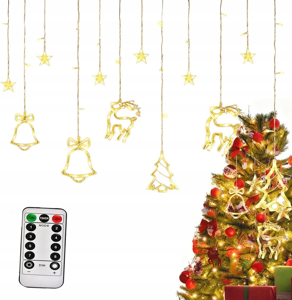 Fényfüggöny Led Csillagok Girland Karácsonyi Fények Karácsonyfa Ablak