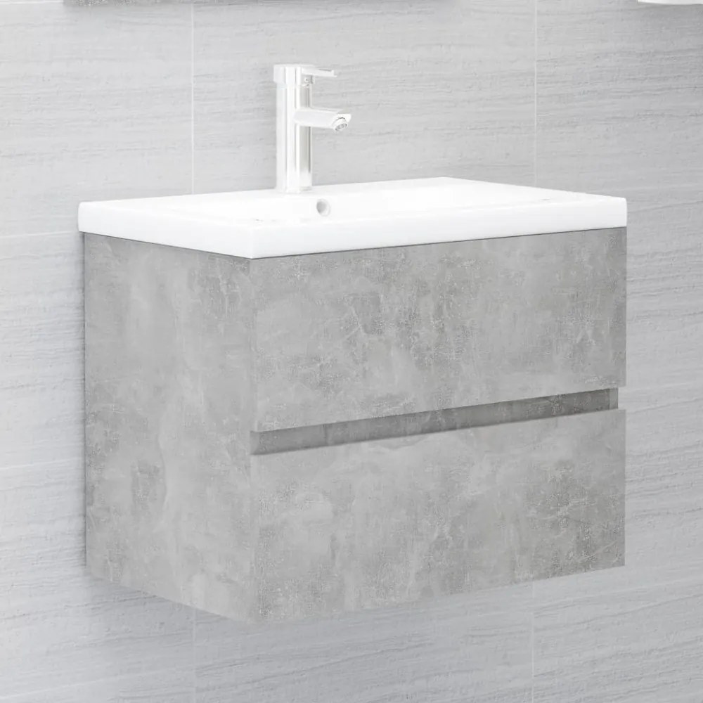 betonszürke szerelt fa mosdószekrény 60 x 38,5 x 45 cm