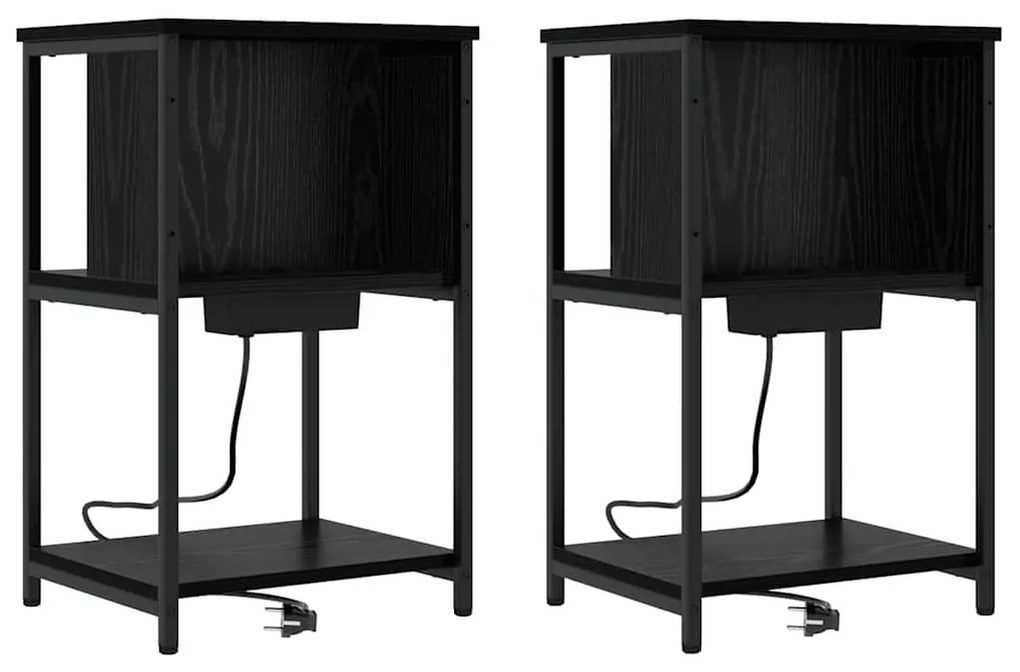 Éjjeliszekrény 2 pcs Musta tammi 38 x 31 x 61 cm Faanyag