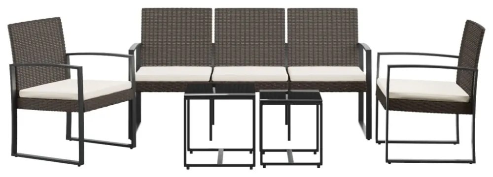 vidaXL 5 részes barna polyrattan kerti étkezőgarnitúra párnákkal
