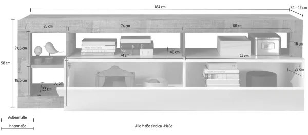 LENOR TV-állvány fehér/tölgy
