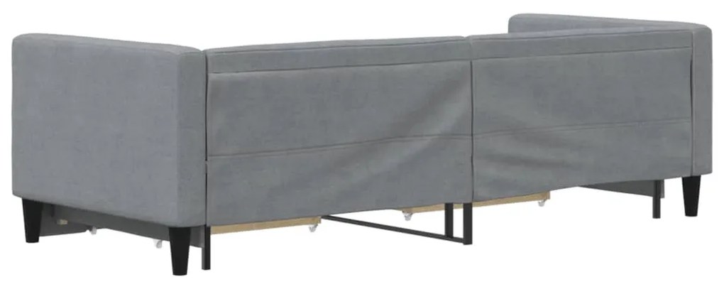 világosszürke kihúzható szövet heverő fiókokkal 80 x 200 cm