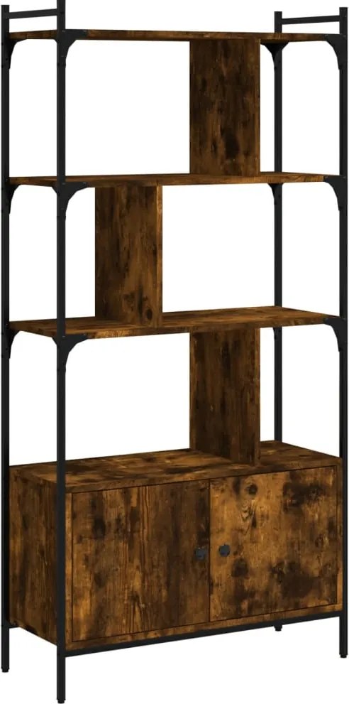 vidaXL füstös tölgy szerelt fa könyvespolc ajtókkal 76,5x30x154,5 cm