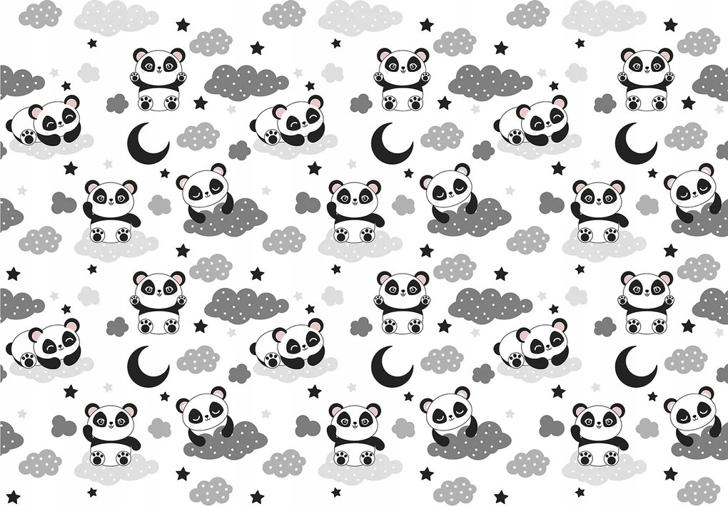 Panda fotótapéta felhőkben hold és csillagok Éjszakai minta 520x318 +ragasztó