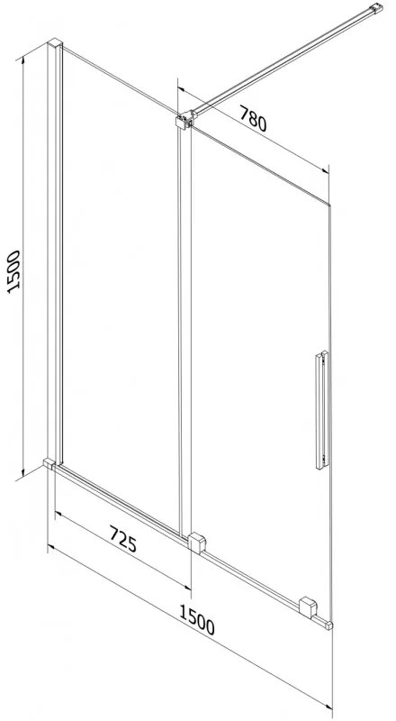 Mexen Velar, 2 szárnyú eltolható kádparaván 150 x 150 cm, 8 mm-es mattüveg, csiszolt acél, 896-150-000-31-97