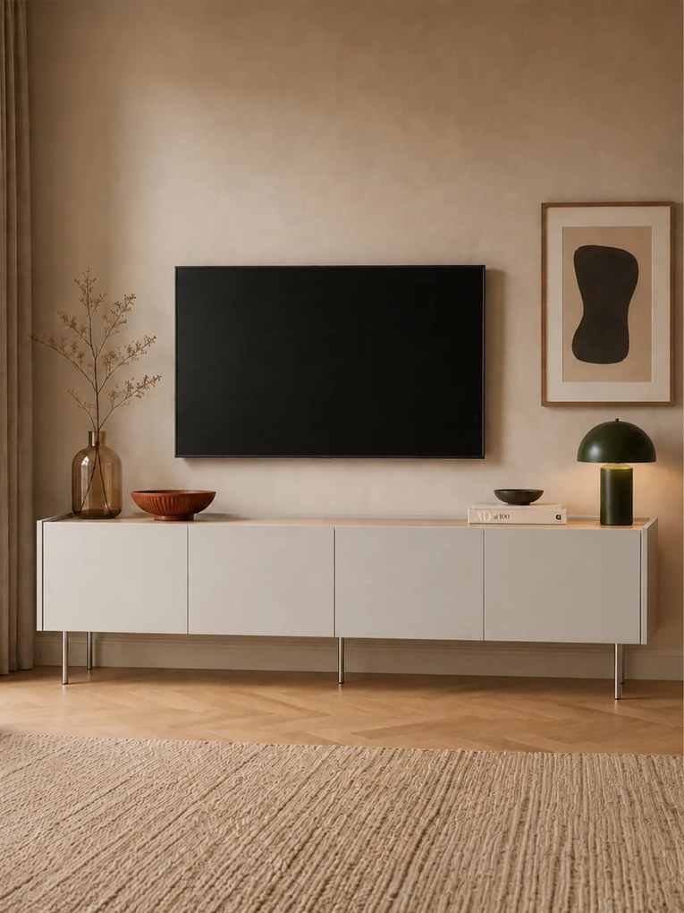 Desin fémlábas TV szekrény 220 cm - kasmír / nagano tölgy