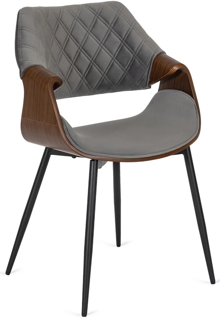 Scaun de bar elegant din catifea gri FLORES
