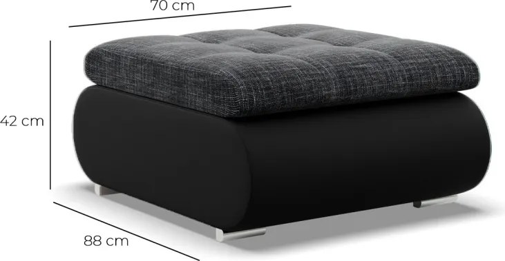 Tokio puff, fonott + műbőr, szürke - fekete