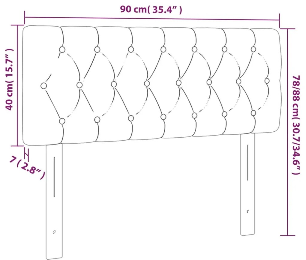 fekete bársony LED-es fejtámla 90 x 7 x 78/88 cm