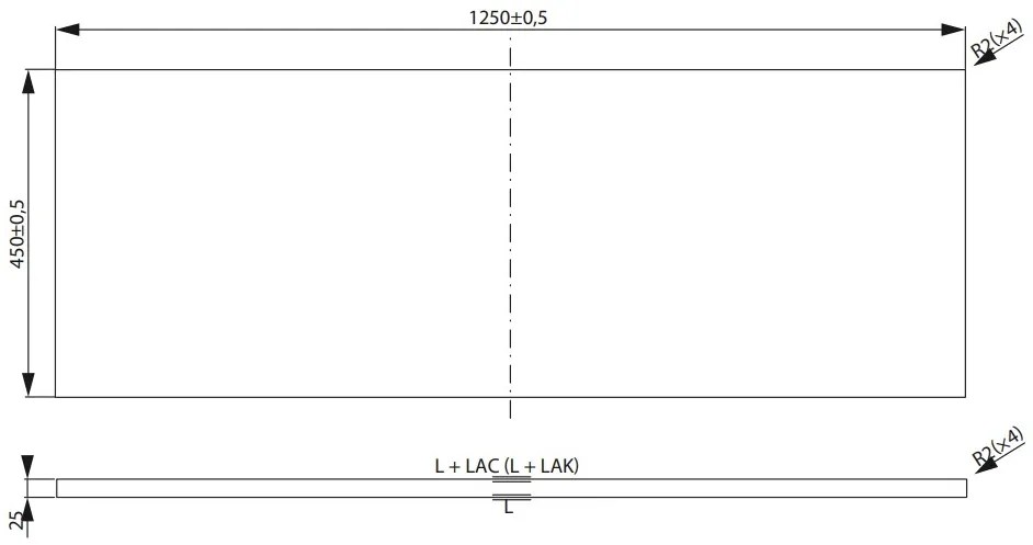 Cersanit City, munkalap 125x45x2,5 cm, fehér, S584-043