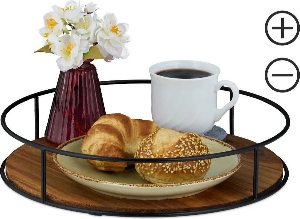 Kerek tálaló tálca fém oldallal