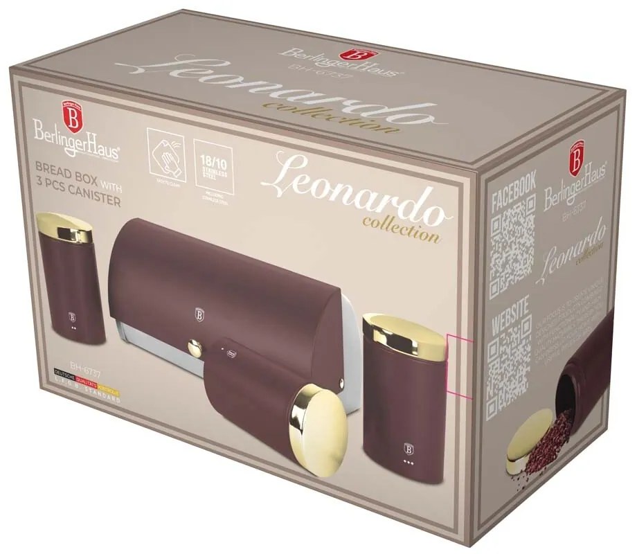 BerlingerHaus Leonardo kenyérkosár és élelmiszer-tároló szett, 1+3 db