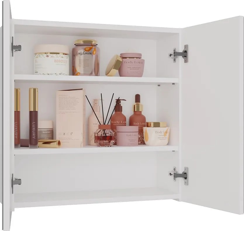 Pola 2DL felső fürdőszoba szekrény, 60x60x22 cm, fehér