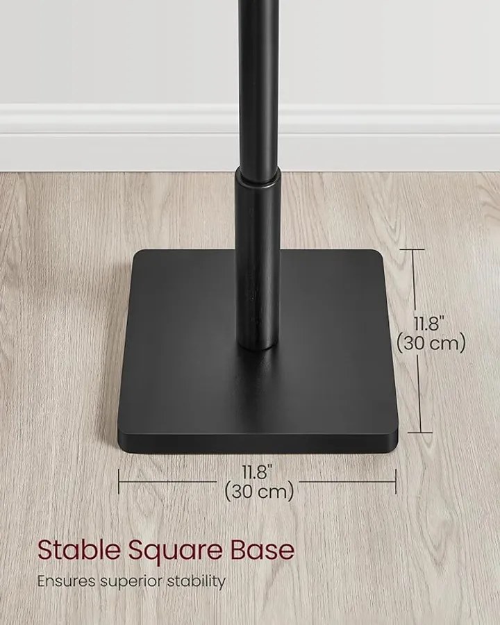 Álló tömörfa ruhafogas magassági beállítással fekete színben