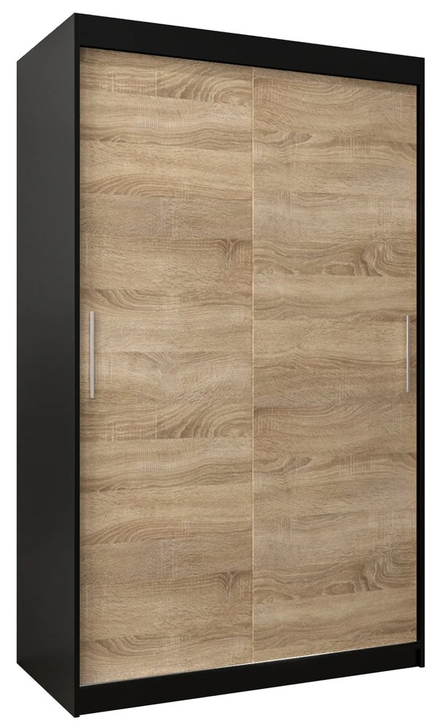 Ruhásszekrény 120 cm Toki (matt fekete + szonoma tölgy). 1064810
