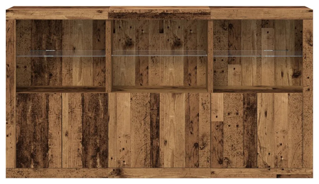 LED világítással rendelkező oldalszekrény Régi fa 181.5x37x100 cm Mérnöki fa