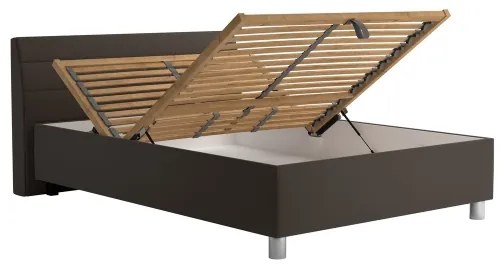 Kárpitozott ágy tárolóhellyel és matraccal DALMA 140x200 cm szürke/barna